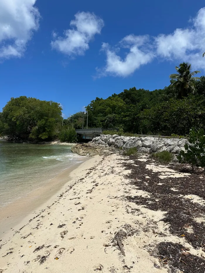 Ouvrage (réhaussement de la route par enrochement) ayant rompu la continuité entre la mer et la terre