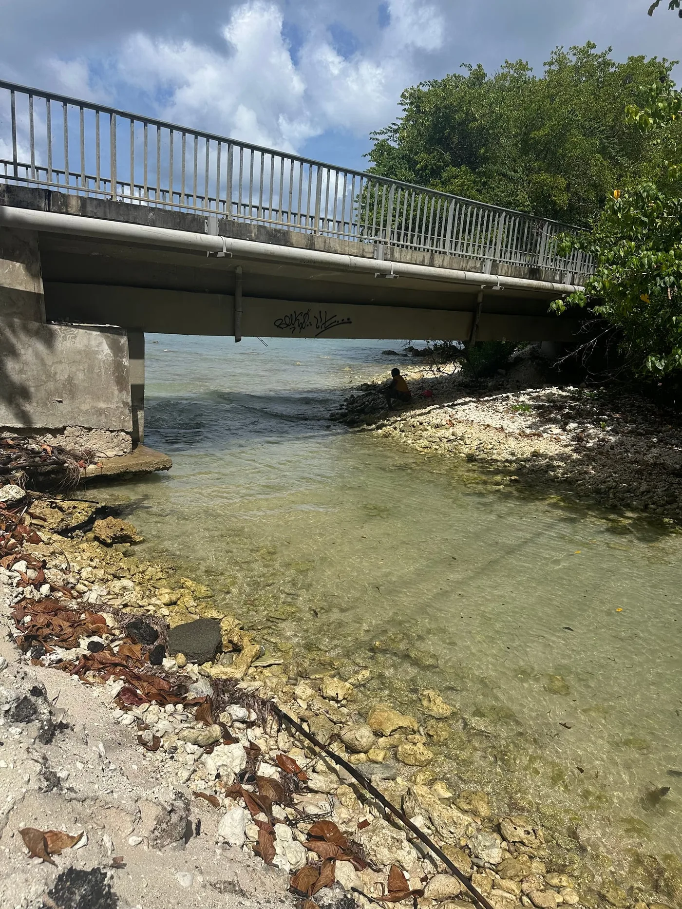 Projet Restauration écologique de l'embouchure du marais de la Rivière de Vieux-Fort à Saint-Louis de Marie-Galante · L'embouchure, avant et après la réouverture (après)